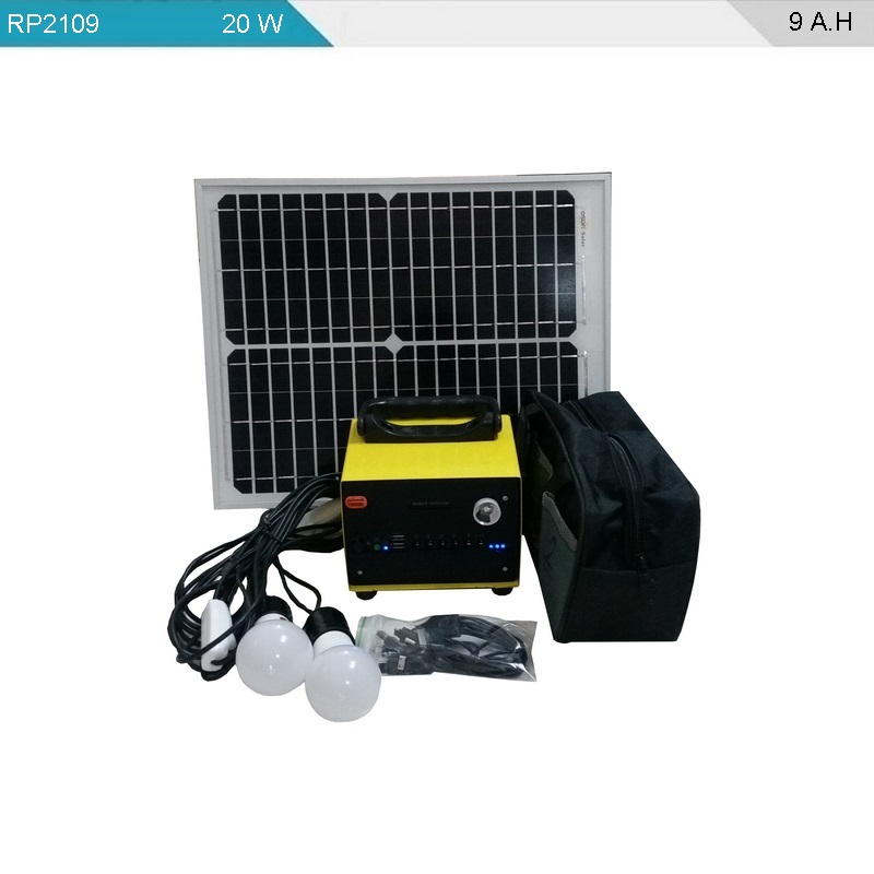 پکیج برق خورشیدی سیار 20 وات 9 آمپر ساعت مدل RP2109